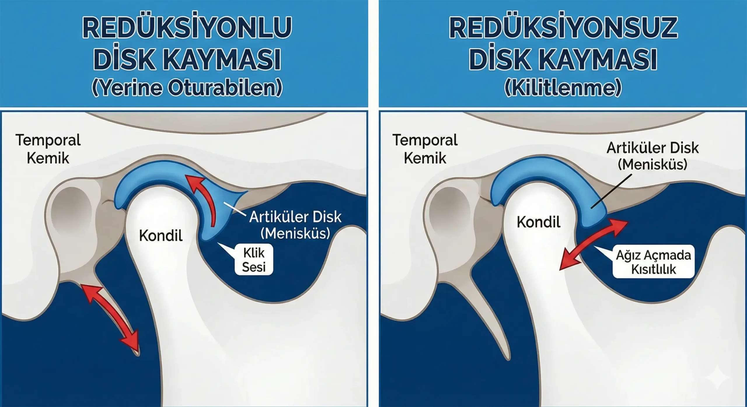 çene eklemi diski kayması, reduksiyonlu reduksiyonsuz nedir