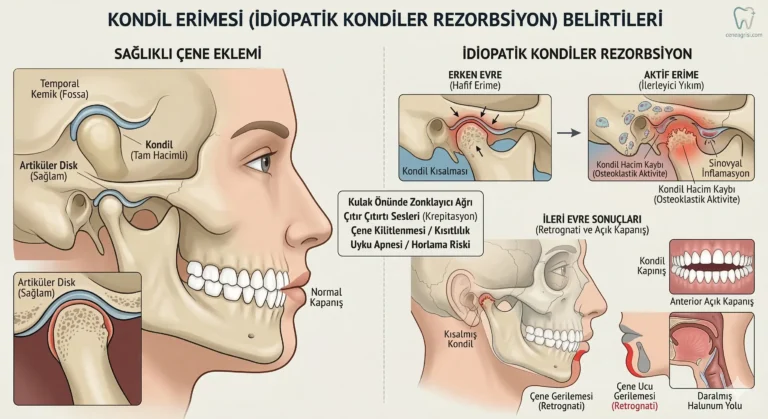 çene eklemi kemik kaybı idiopatik kondiler rezorbsiyon kondil erimesi belirtileri