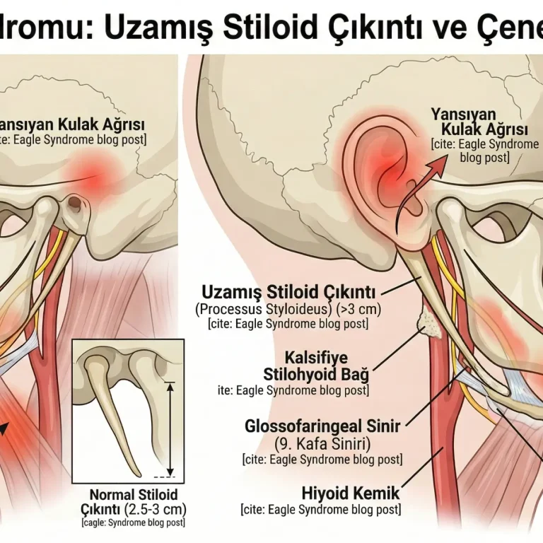 eagle sendromu uzamis stiloid cikinti ve gecmeyen cene alti agrisi