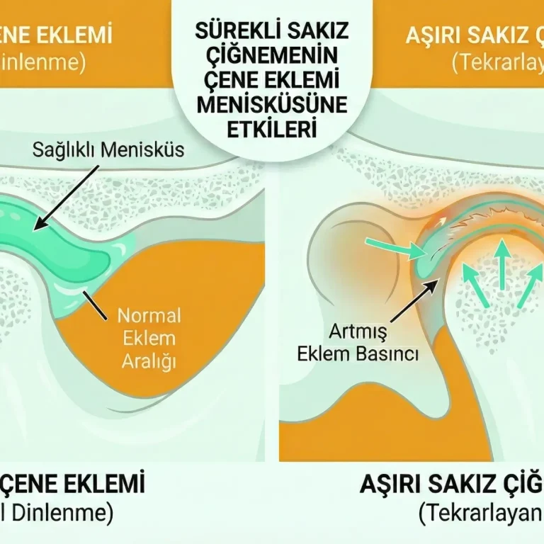sürekli sakız çiğnemenin çene eklemi meniskusu üzerindeki görünmez etkileri